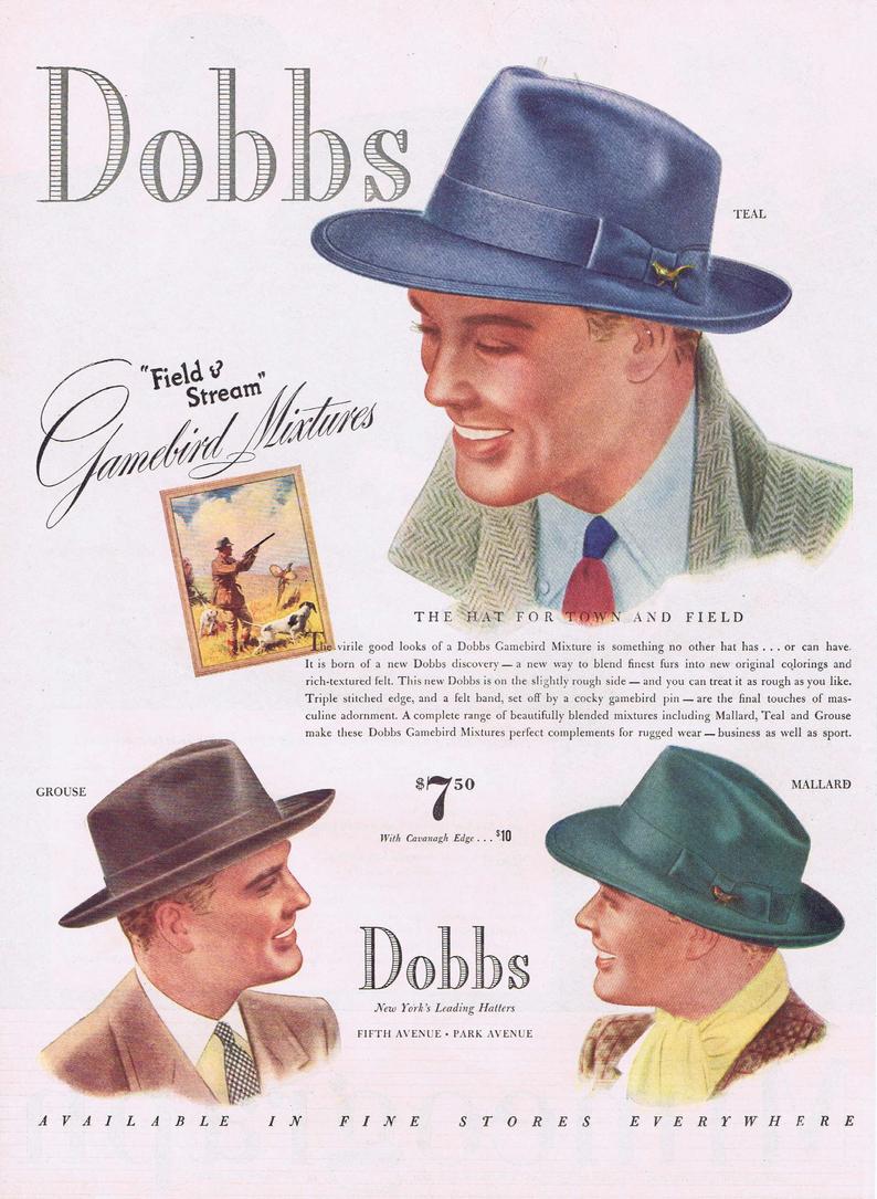 30s VINTAGE Dobbs Hat Twenty 7 1/8
